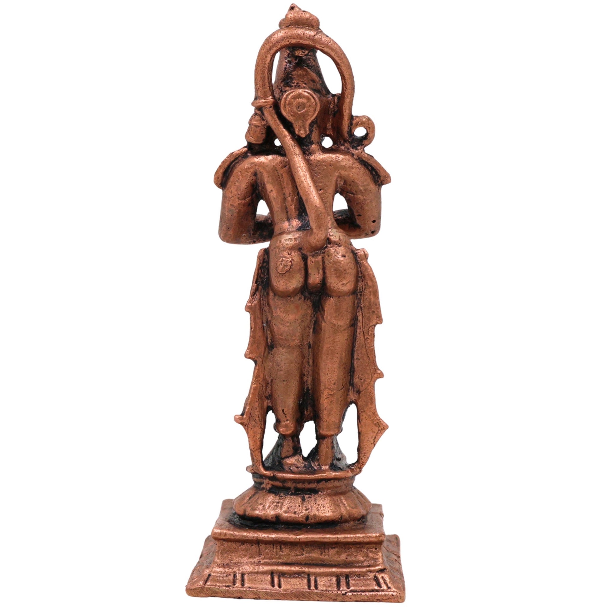 Copper Hanuman Idol,Tamra Anjaneya Murti, Handcrafted Bajrangbali Statue, Pavanputra Mahavira Vigraham, Sankatmochan Maruti Moorti for Pooja, Home Decor, Brown, 3.5 Inch, 1 Piece