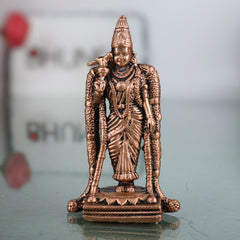 Copper Meenakshi Amman Idol, Madurai Meenatchi Devi Murti, Meenakshi Parvati Statue for Puja, Temple & Home Decor, Brown, 3 Inch, 1 Piece