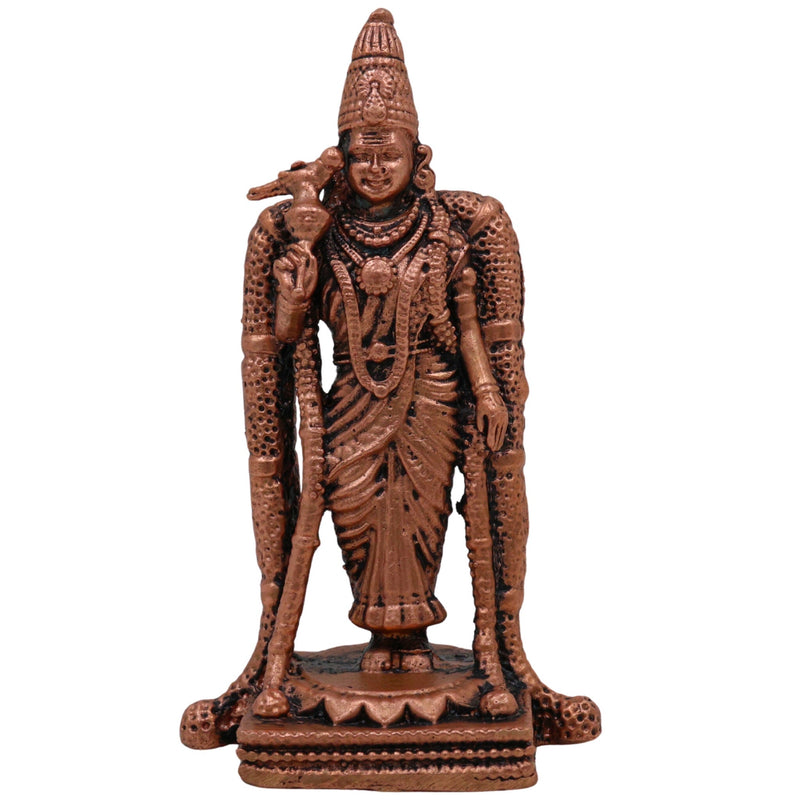 Copper Meenakshi Amman Idol, Madurai Meenatchi Devi Murti, Meenakshi Parvati Statue for Puja, Temple & Home Decor, Brown, 3 Inch, 1 Piece