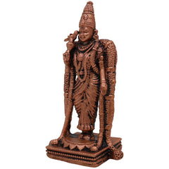 Copper Meenakshi Amman Idol, Madurai Meenatchi Devi Murti, Meenakshi Parvati Statue for Puja, Temple & Home Decor, Brown, 3 Inch, 1 Piece