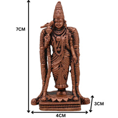 Copper Meenakshi Amman Idol, Madurai Meenatchi Devi Murti, Meenakshi Parvati Statue for Puja, Temple & Home Decor, Brown, 3 Inch, 1 Piece