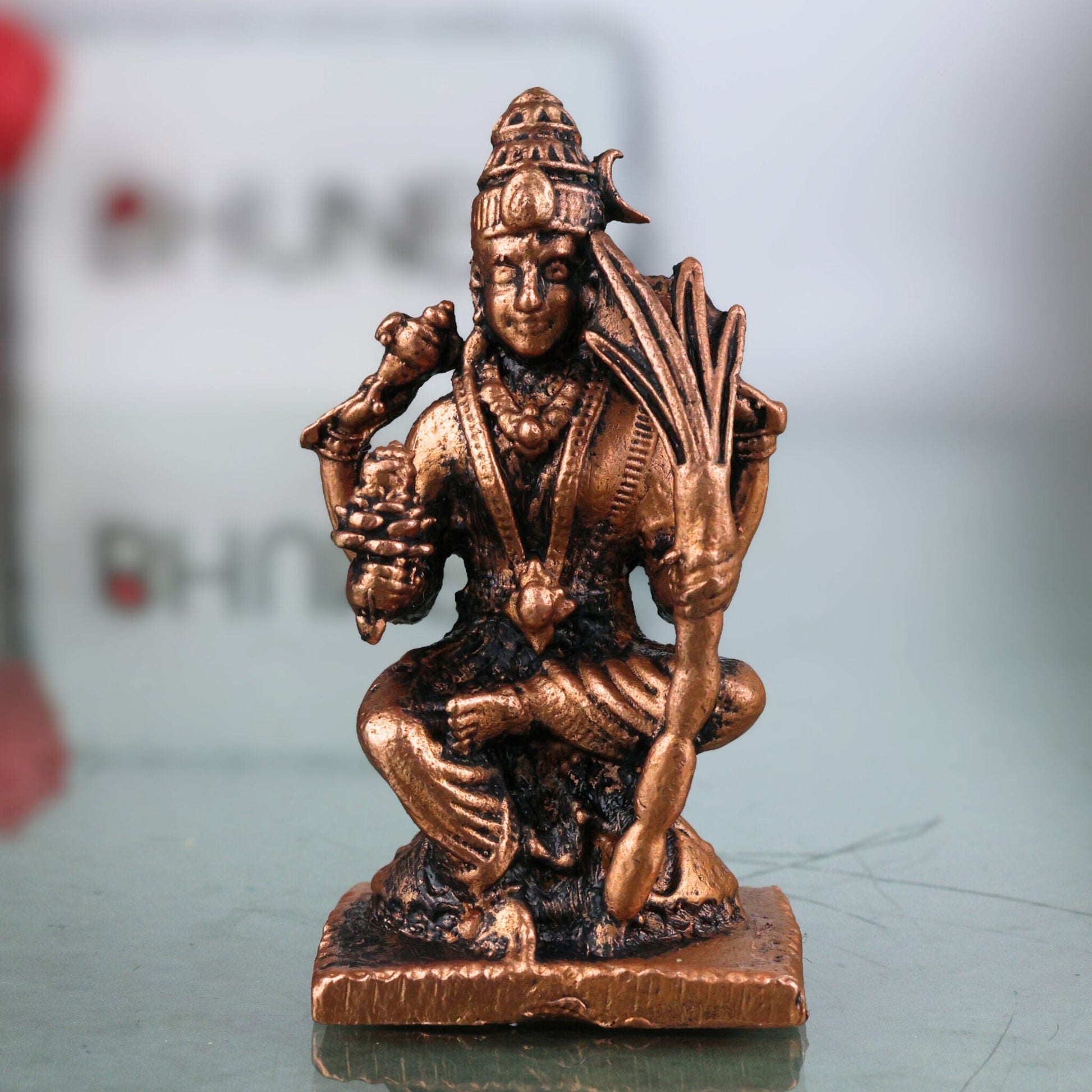 Copper Raja Rajeshwari Idol,Tamra Lalitha Tripura Sundari Devi Statue, Handcrafted Rajarajeshwari Amman Murti for Pooja & Home Decor, Brown, 2.5 Inch, 1 Piece