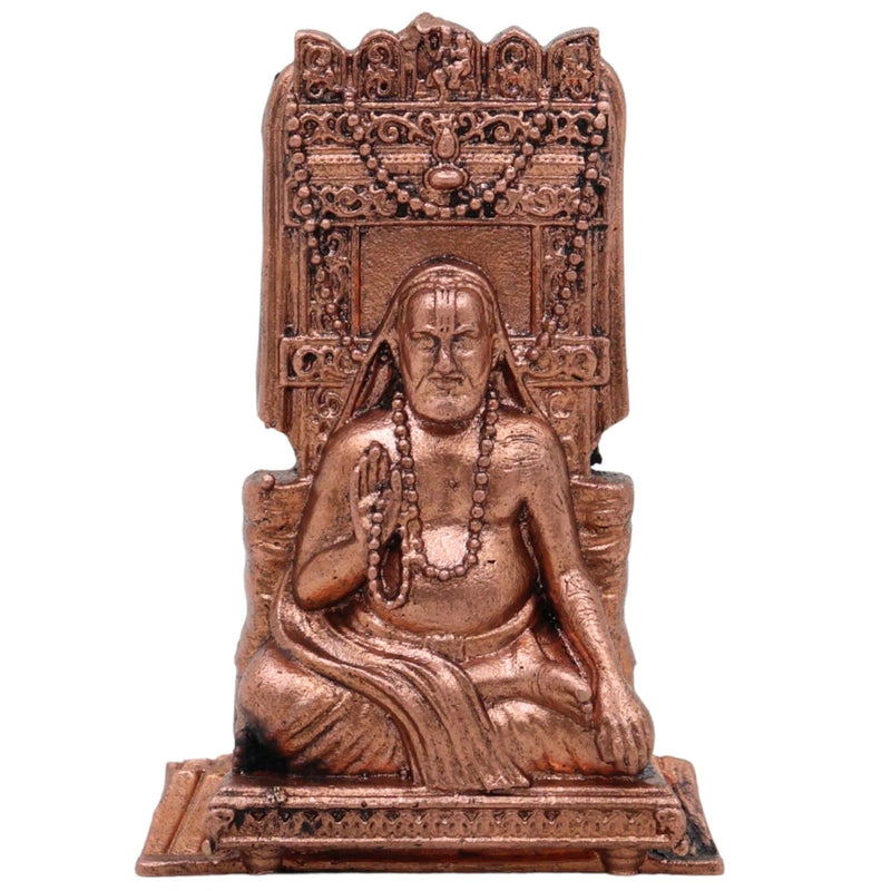 Copper Raghavendra Swamy Idol, Mantralaya Rayaru Vigraham, Guru Raghavendra Teertha Tamra Murti for Home Pooja & Decor, Brown, 3 Inch, 1 Piece