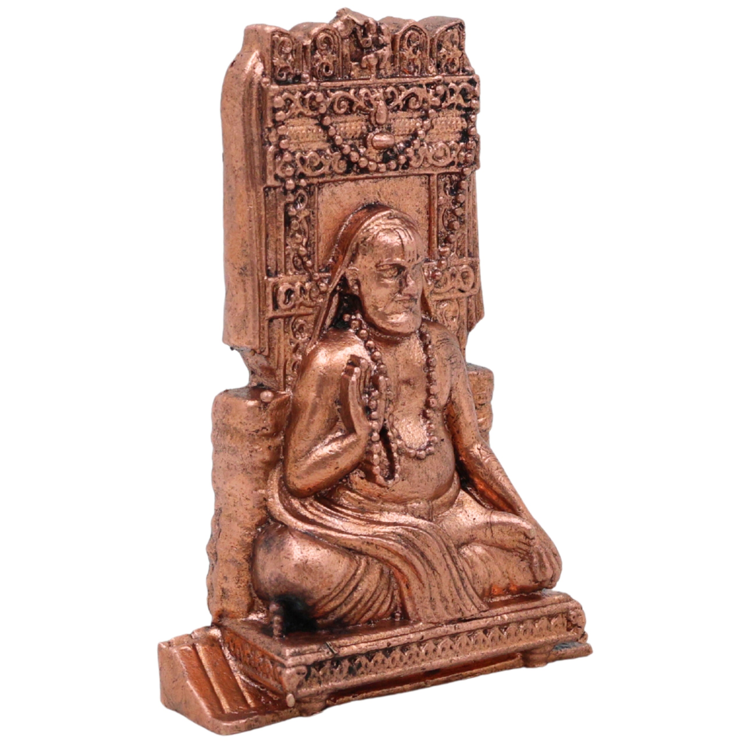 Copper Raghavendra Swamy Idol, Mantralaya Rayaru Vigraham, Guru Raghavendra Teertha Tamra Murti for Home Pooja & Decor, Brown, 3 Inch, 1 Piece