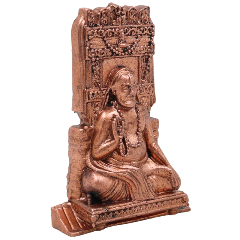 Copper Raghavendra Swamy Idol, Mantralaya Rayaru Vigraham, Guru Raghavendra Teertha Tamra Murti for Home Pooja & Decor, Brown, 3 Inch, 1 Piece
