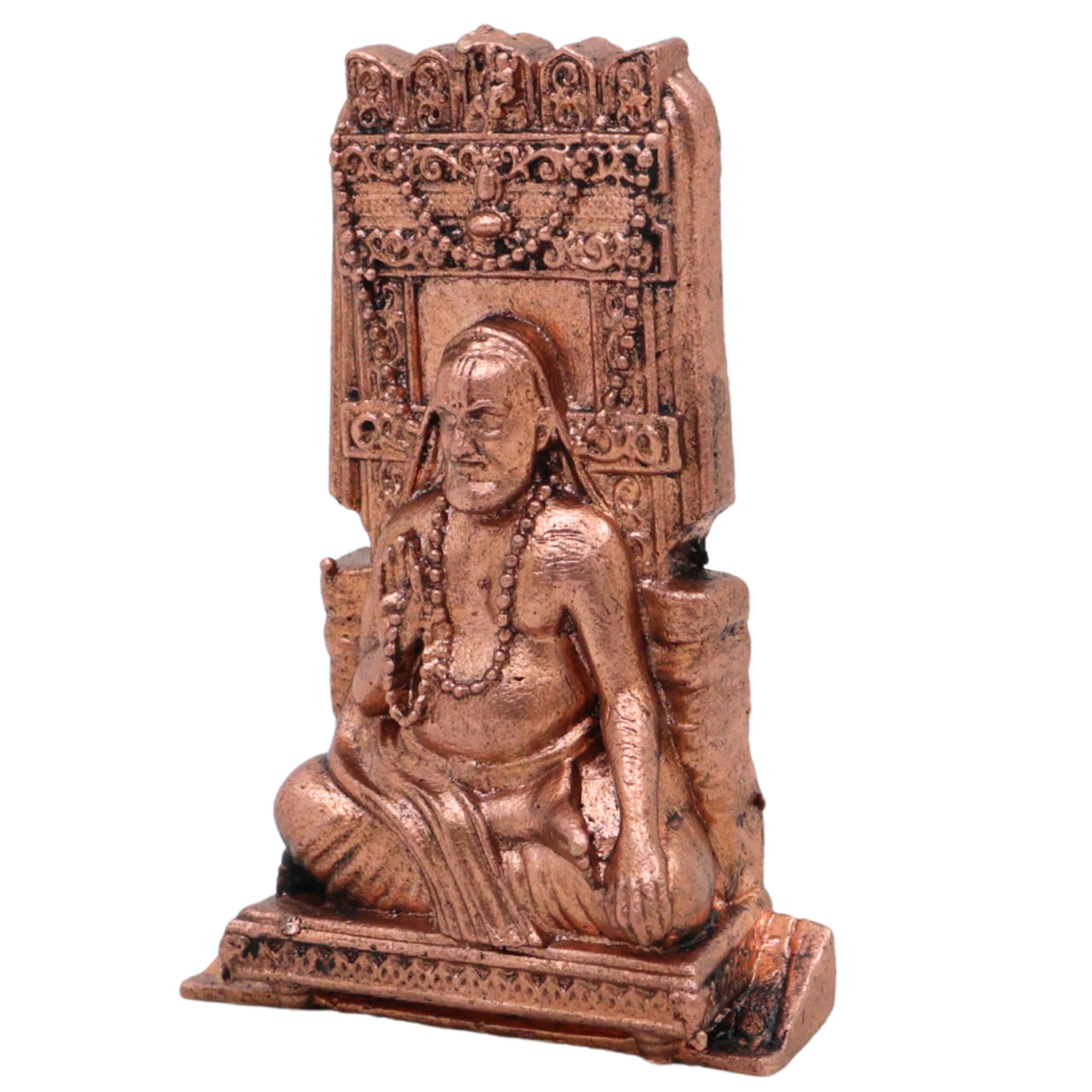 Copper Raghavendra Swamy Idol, Mantralaya Rayaru Vigraham, Guru Raghavendra Teertha Tamra Murti for Home Pooja & Decor, Brown, 3 Inch, 1 Piece