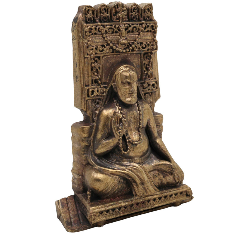 Brass Raghavendra Swamy Idol,Guru Rayaru Mantralaya Vigraham, Sri Raghavendra Theertharu Moorthi for Pooja, Home Temple & Spiritual Decor, Gold, 3 Inch, 1 Piece