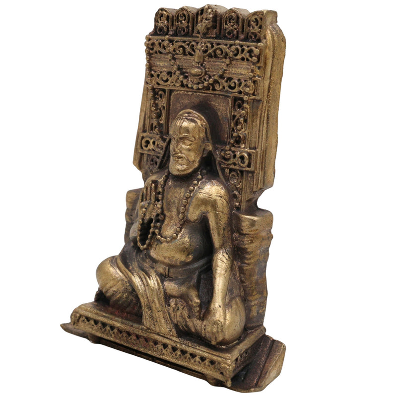 Brass Raghavendra Swamy Idol,Guru Rayaru Mantralaya Vigraham, Sri Raghavendra Theertharu Moorthi for Pooja, Home Temple & Spiritual Decor, Gold, 3 Inch, 1 Piece