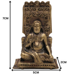 Brass Raghavendra Swamy Idol,Guru Rayaru Mantralaya Vigraham, Sri Raghavendra Theertharu Moorthi for Pooja, Home Temple & Spiritual Decor, Gold, 3 Inch, 1 Piece