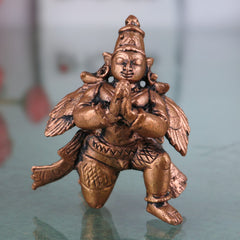 Copper Garuda Dev Idol,Tamra Garuda Murti, Vishnu Vahana Pakshiraja Statue, Handcrafted Thamra Garuda Bhagwan Devta Moorti for Puja, Home Temple & Gift, Brown, 2 Inch, 1 Piece