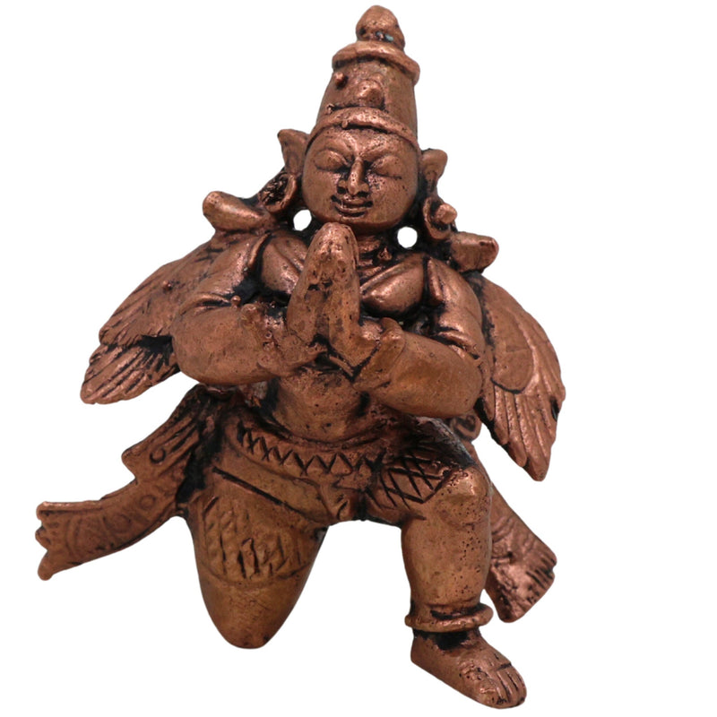 Copper Garuda Dev Idol,Tamra Garuda Murti, Vishnu Vahana Pakshiraja Statue, Handcrafted Thamra Garuda Bhagwan Devta Moorti for Puja, Home Temple & Gift, Brown, 2 Inch, 1 Piece