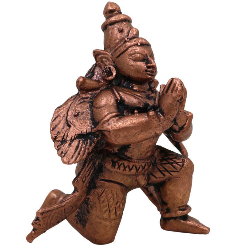 Copper Garuda Dev Idol,Tamra Garuda Murti, Vishnu Vahana Pakshiraja Statue, Handcrafted Thamra Garuda Bhagwan Devta Moorti for Puja, Home Temple & Gift, Brown, 2 Inch, 1 Piece