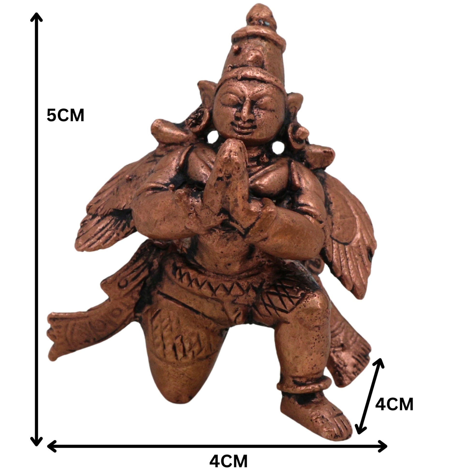 Copper Garuda Dev Idol,Tamra Garuda Murti, Vishnu Vahana Pakshiraja Statue, Handcrafted Thamra Garuda Bhagwan Devta Moorti for Puja, Home Temple & Gift, Brown, 2 Inch, 1 Piece