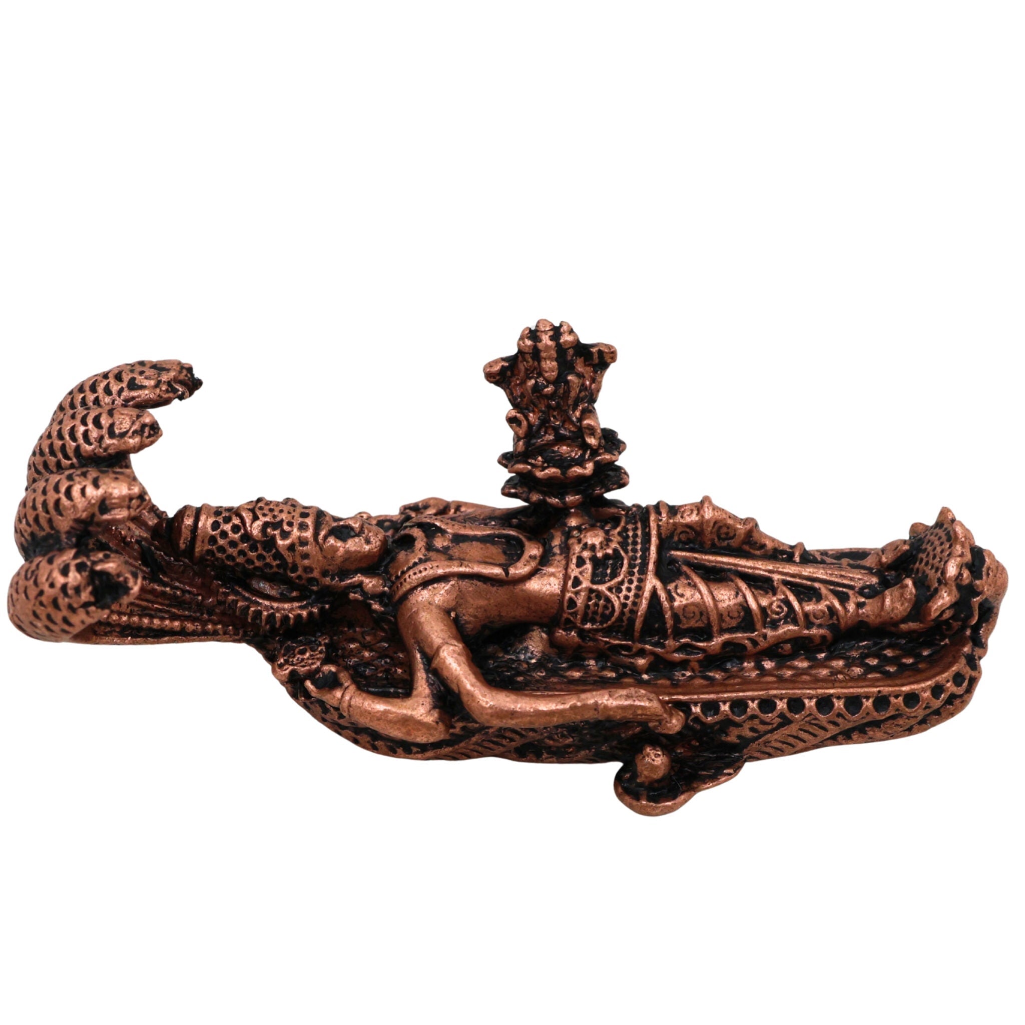 Copper Padmanabhaswamy Idol,Tamra Vishnu Murti, Anantha Narayana Murti, Lakshmi Narayana Statue, Handcrafted Temple Decor Gift, Brown, 1 Inch, 1 Piece