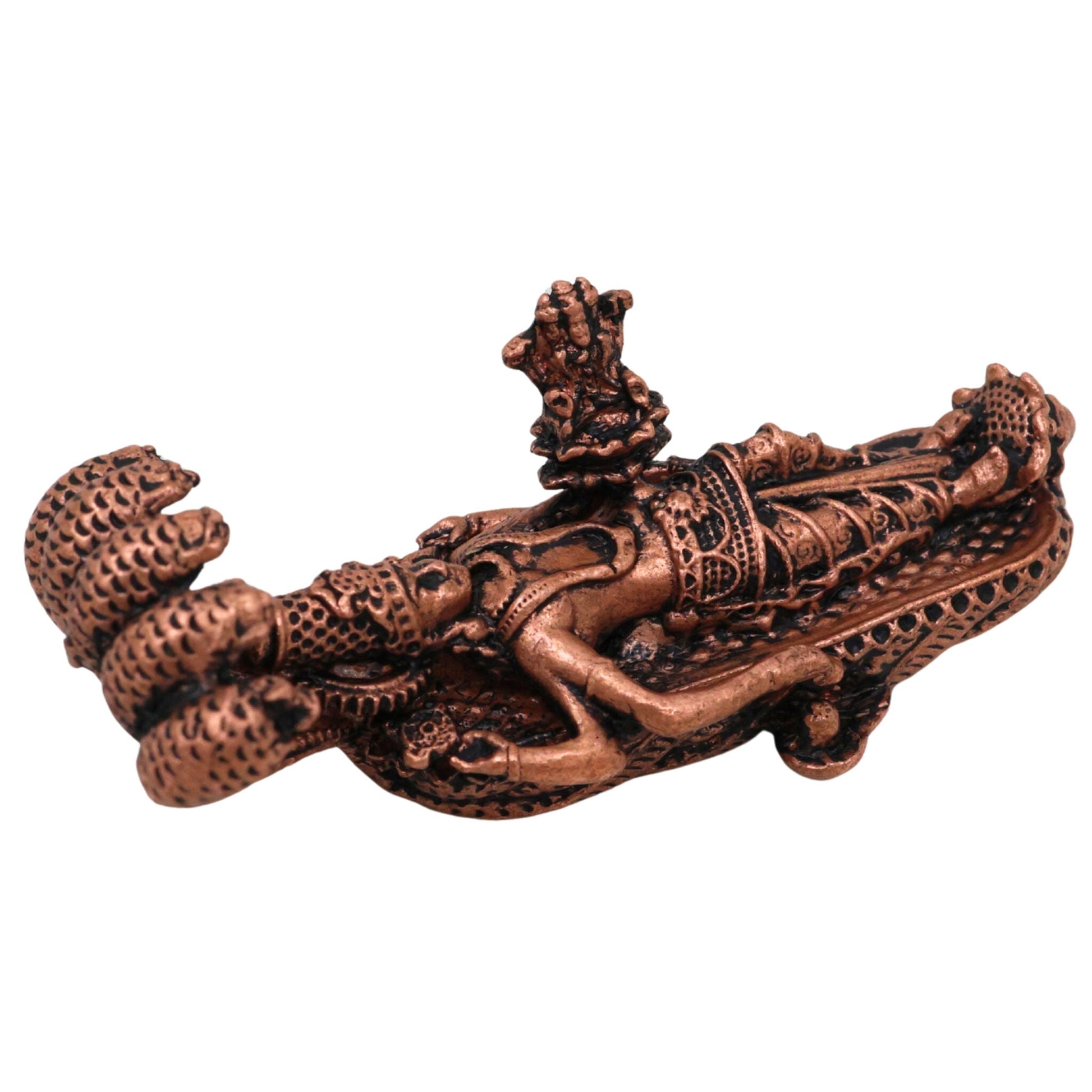 Copper Padmanabhaswamy Idol,Tamra Vishnu Murti, Anantha Narayana Murti, Lakshmi Narayana Statue, Handcrafted Temple Decor Gift, Brown, 1 Inch, 1 Piece