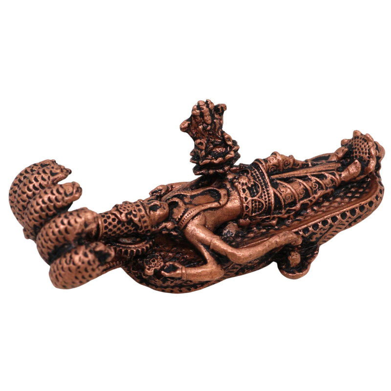 Copper Padmanabhaswamy Idol,Tamra Vishnu Murti, Anantha Narayana Murti, Lakshmi Narayana Statue, Handcrafted Temple Decor Gift, Brown, 1 Inch, 1 Piece