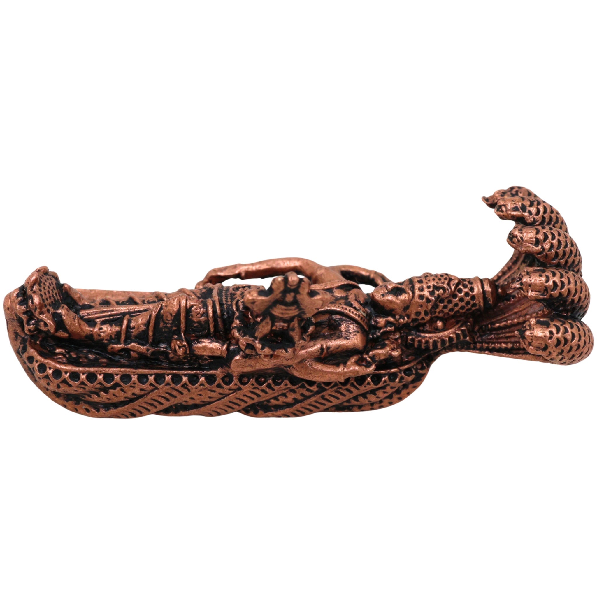 Copper Padmanabhaswamy Idol,Tamra Vishnu Murti, Anantha Narayana Murti, Lakshmi Narayana Statue, Handcrafted Temple Decor Gift, Brown, 1 Inch, 1 Piece