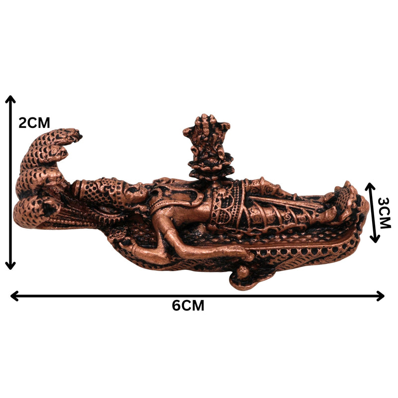 Copper Padmanabhaswamy Idol,Tamra Vishnu Murti, Anantha Narayana Murti, Lakshmi Narayana Statue, Handcrafted Temple Decor Gift, Brown, 1 Inch, 1 Piece