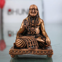 Copper Raghavendra Swamy Idol,Tamra Rayaru Murti, Mantralaya Guru Raghavendra Swami Vigraham, Sri Raghavendra Theertharu Tamraloha Murti for Pooja, Home Decor & Gifts, Brown, 1.5 Inch, 1 Piece