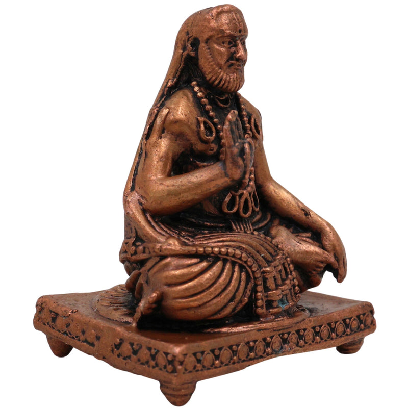 Copper Raghavendra Swamy Idol,Tamra Rayaru Murti, Mantralaya Guru Raghavendra Swami Vigraham, Sri Raghavendra Theertharu Tamraloha Murti for Pooja, Home Decor & Gifts, Brown, 1.5 Inch, 1 Piece