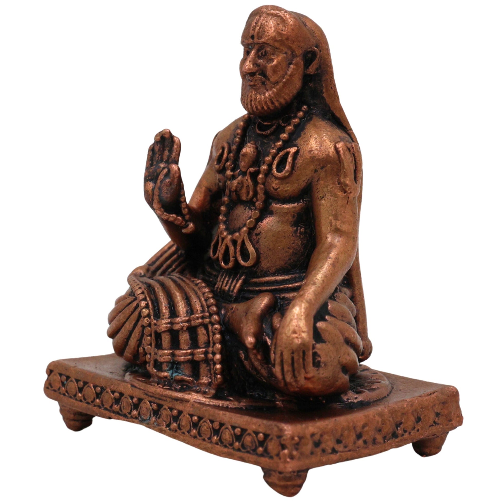 Copper Raghavendra Swamy Idol,Tamra Rayaru Murti, Mantralaya Guru Raghavendra Swami Vigraham, Sri Raghavendra Theertharu Tamraloha Murti for Pooja, Home Decor & Gifts, Brown, 1.5 Inch, 1 Piece