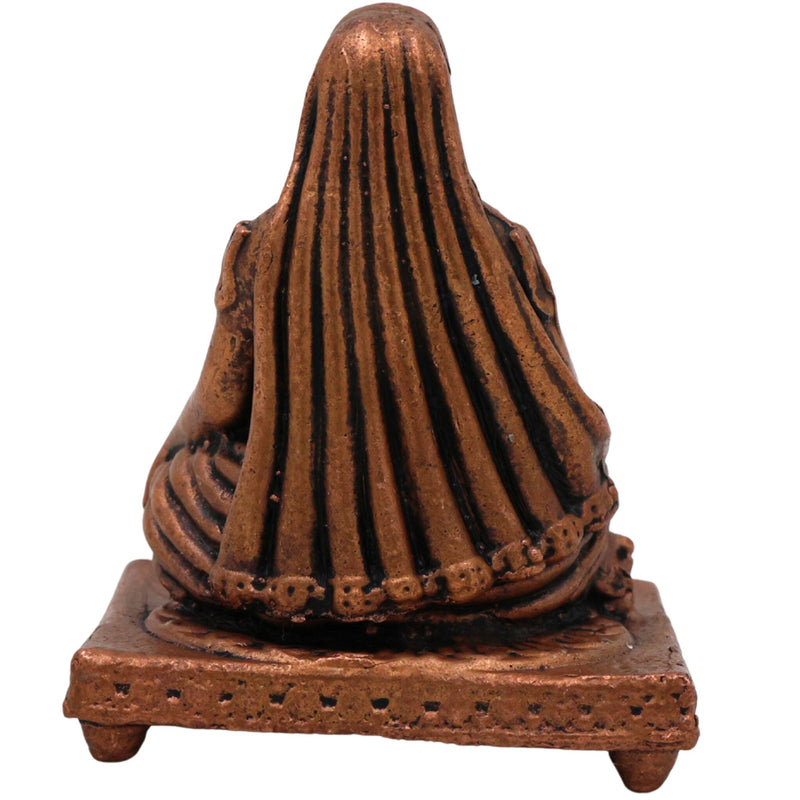 Copper Raghavendra Swamy Idol,Tamra Rayaru Murti, Mantralaya Guru Raghavendra Swami Vigraham, Sri Raghavendra Theertharu Tamraloha Murti for Pooja, Home Decor & Gifts, Brown, 1.5 Inch, 1 Piece