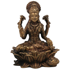 Brass Lakshmi Idol, Handcrafted Mahalakshmi Peetal Murti, Padmavati lakshmi Statue for Pooja & Home Decor, Gold, 2.5 Inch, 1 Piece