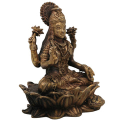 Brass Lakshmi Idol, Handcrafted Mahalakshmi Peetal Murti, Padmavati lakshmi Statue for Pooja & Home Decor, Gold, 2.5 Inch, 1 Piece