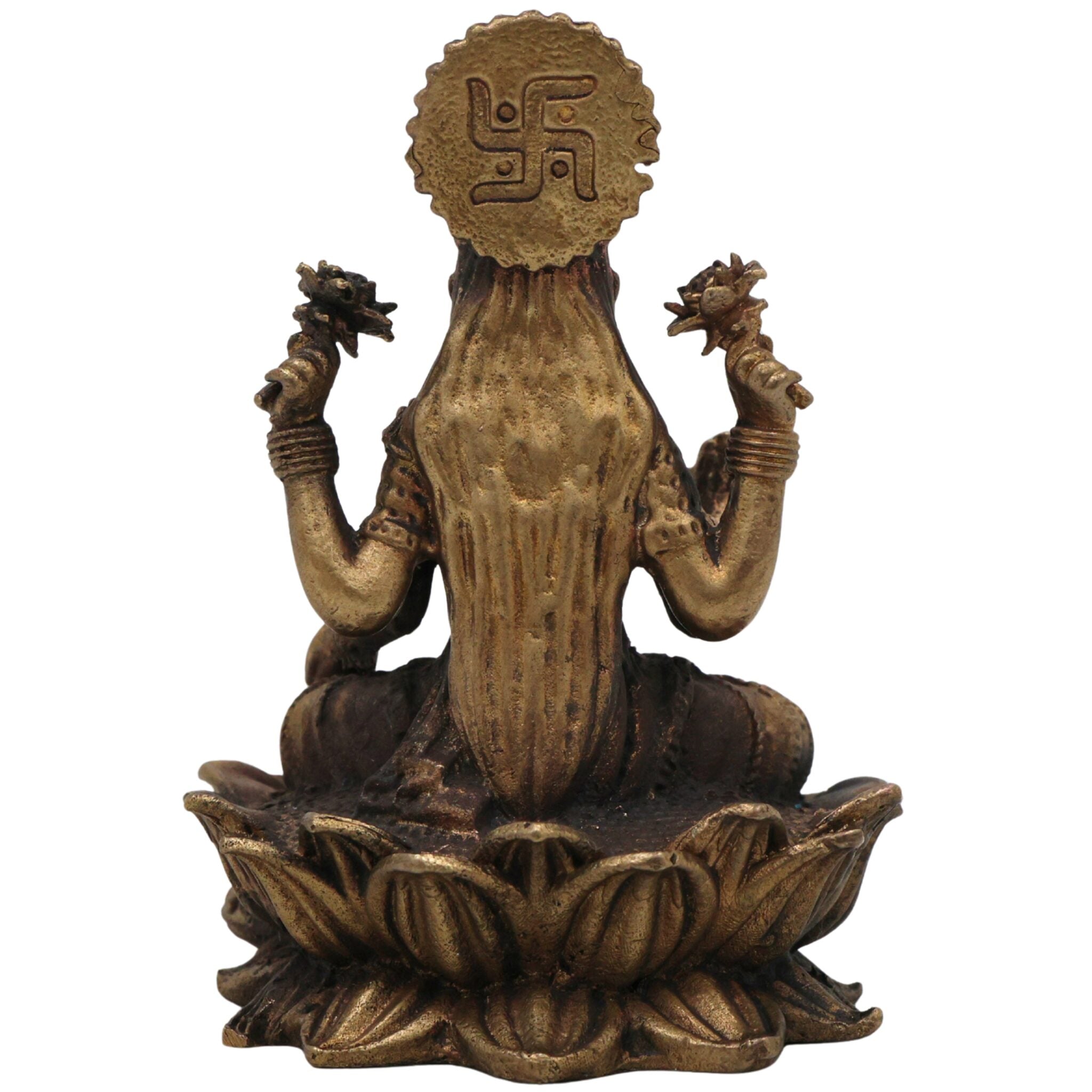 Brass Lakshmi Idol, Handcrafted Mahalakshmi Peetal Murti, Padmavati lakshmi Statue for Pooja & Home Decor, Gold, 2.5 Inch, 1 Piece