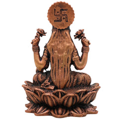 Copper Mahalakshmi Idol, Handcrafted Tamra Lakshmi Murti,Thamira Gajalakshmi Statue for Pooja, Varalakshmi Vratham & Home Decor, Brown, 2.5 Inch, 1 Piece