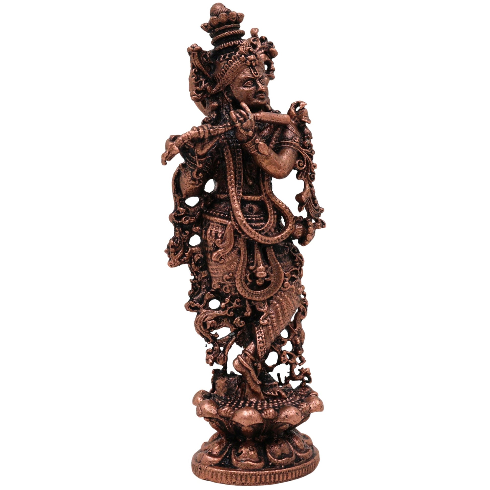 Copper Krishna Idol, Handcrafted Tamra Gopala Murti, Govinda Statue for Pooja, Home Decor & Spiritual Gifts, Brown, 3.5 Inch, 1 Piece
