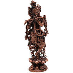 Copper Krishna Idol, Handcrafted Tamra Gopala Murti, Govinda Statue for Pooja, Home Decor & Spiritual Gifts, Brown, 3.5 Inch, 1 Piece