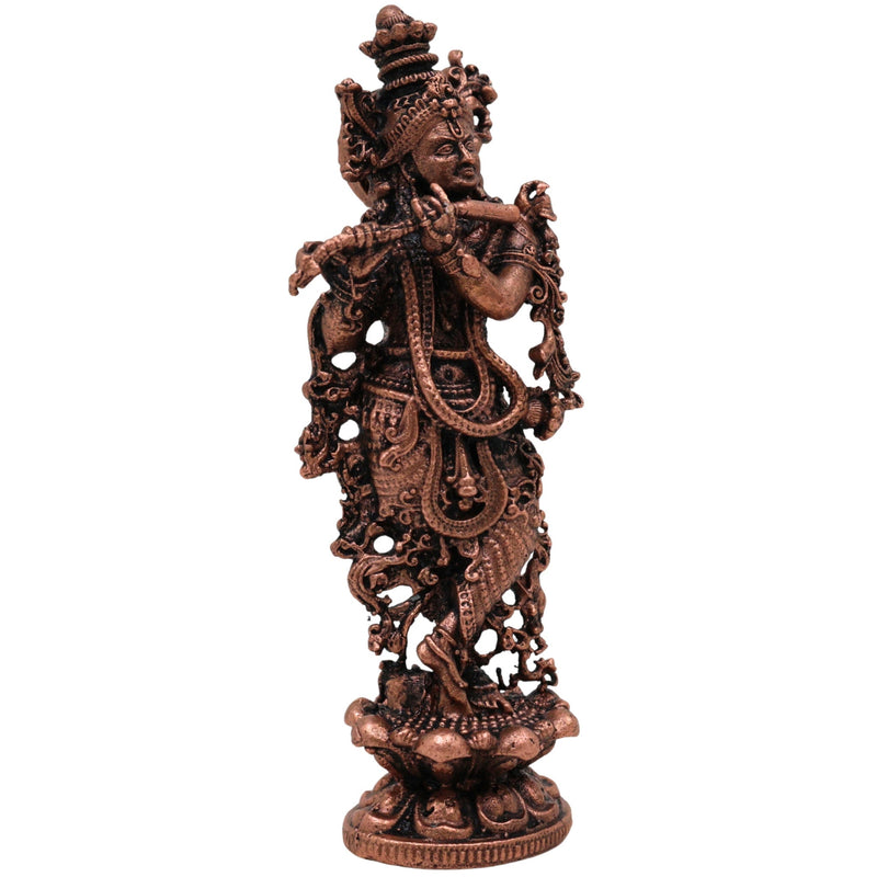 Copper Krishna Idol, Handcrafted Tamra Gopala Murti, Govinda Statue for Pooja, Home Decor & Spiritual Gifts, Brown, 3.5 Inch, 1 Piece