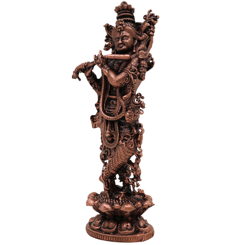 Copper Krishna Idol, Handcrafted Tamra Gopala Murti, Govinda Statue for Pooja, Home Decor & Spiritual Gifts, Brown, 3.5 Inch, 1 Piece
