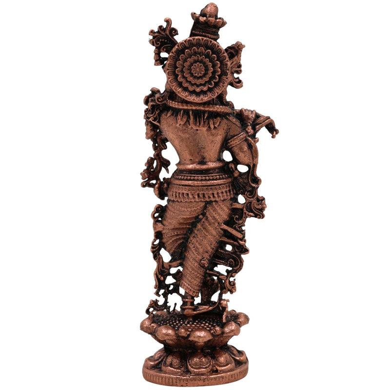 Copper Krishna Idol, Handcrafted Tamra Gopala Murti, Govinda Statue for Pooja, Home Decor & Spiritual Gifts, Brown, 3.5 Inch, 1 Piece