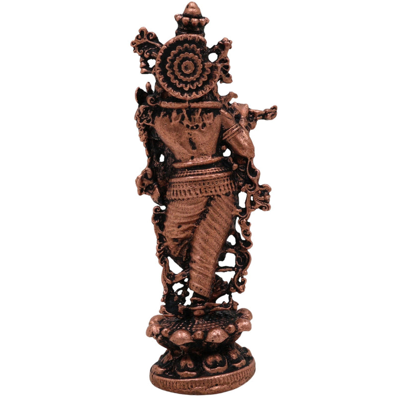Copper Krishna Idol, Handcrafted Pure Tamra krishna, Madhusudan Murti, Thamira Gopala Vigraham for Pooja, Home Decor & Spiritual Gifts, Brown, 3 Inch, 1 Piece