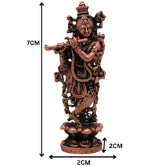 Copper Krishna Idol, Handcrafted Pure Tamra krishna, Madhusudan Murti, Thamira Gopala Vigraham for Pooja, Home Decor & Spiritual Gifts, Brown, 3 Inch, 1 Piece