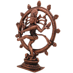 Copper Nataraja Idol, Handcrafted Tamra Thillai Natarajar Murti, Chidambaram Tandava Shiva Statue, Dancing Lord Nateshwar Moorti for Pooja & Home Decor, Brown, 3 Inch, 1 Piece