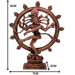 Copper Nataraja Idol, Handcrafted Tamra Thillai Natarajar Murti, Chidambaram Tandava Shiva Statue, Dancing Lord Nateshwar Moorti for Pooja & Home Decor, Brown, 3 Inch, 1 Piece