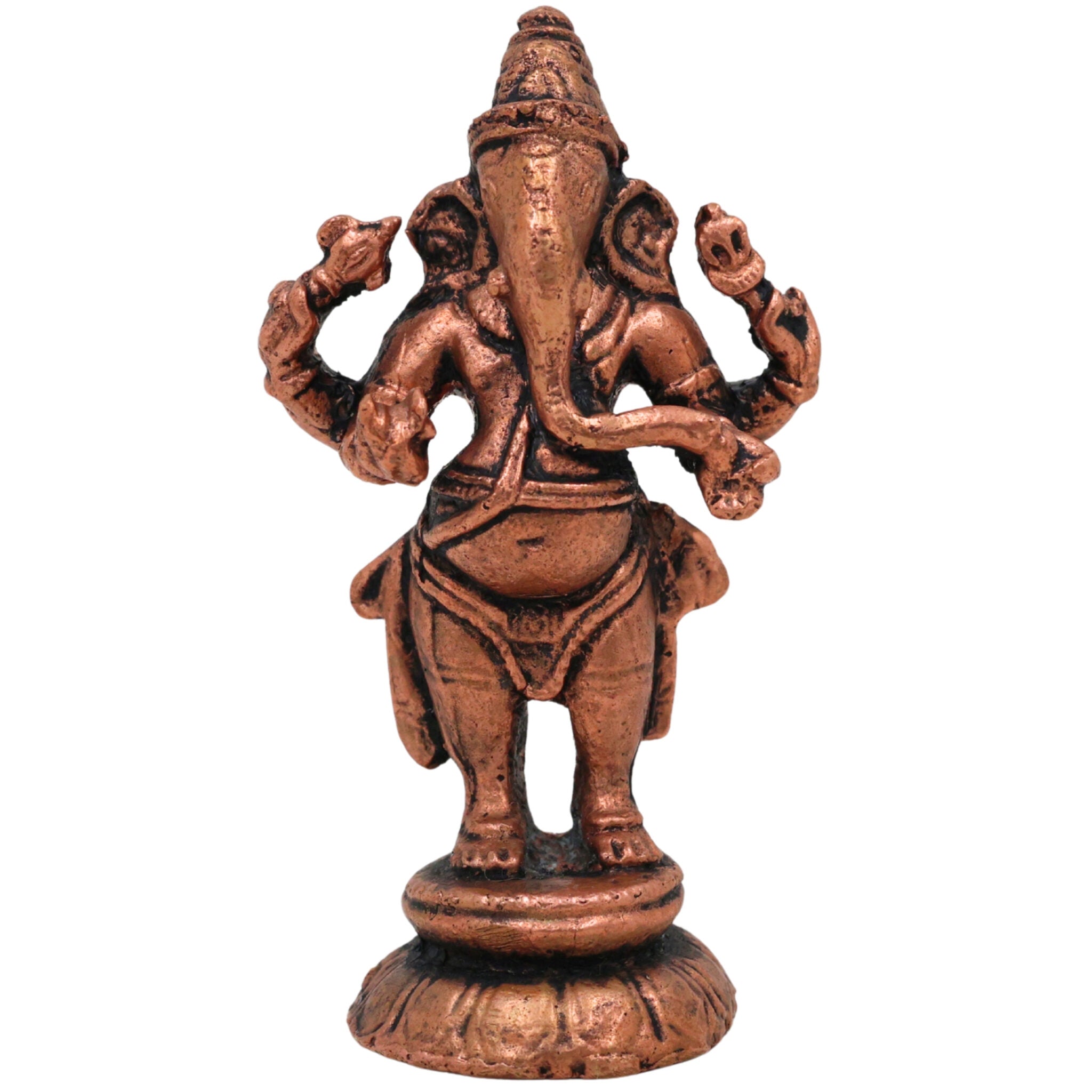 Copper Ganesha Idol, Tamra Ganapati Murti, Thamira Vinayaka Statue, Tamba Ganeshji Figurine for Pooja, Home Decor & Spiritual Gifts, Brown, 2.5 Inch, 1 Piece