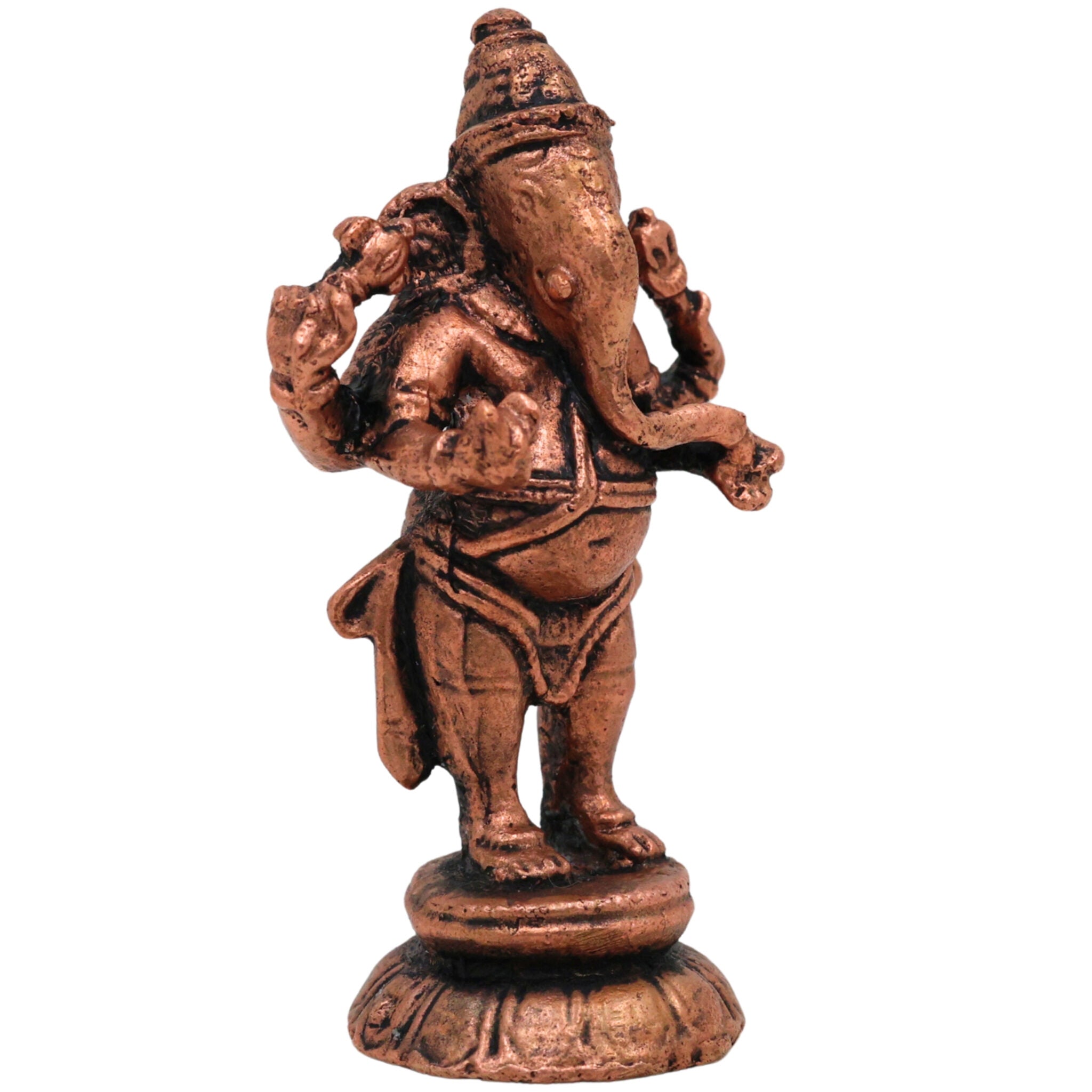 Copper Ganesha Idol, Tamra Ganapati Murti, Thamira Vinayaka Statue, Tamba Ganeshji Figurine for Pooja, Home Decor & Spiritual Gifts, Brown, 2.5 Inch, 1 Piece