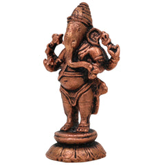 Copper Ganesha Idol, Tamra Ganapati Murti, Thamira Vinayaka Statue, Tamba Ganeshji Figurine for Pooja, Home Decor & Spiritual Gifts, Brown, 2.5 Inch, 1 Piece