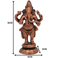 Copper Ganesha Idol, Tamra Ganapati Murti, Thamira Vinayaka Statue, Tamba Ganeshji Figurine for Pooja, Home Decor & Spiritual Gifts, Brown, 2.5 Inch, 1 Piece