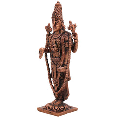 Copper Venkateshwara Balaji Idol,Tamra Tirupati Srinivasa Perumal Murti, Handmade Tirumala Govinda Statue for Pooja, Temple & Home Decor, Brown, 4.5 Inch, 1 Piece