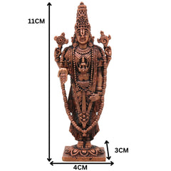 Copper Venkateshwara Balaji Idol,Tamra Tirupati Srinivasa Perumal Murti, Handmade Tirumala Govinda Statue for Pooja, Temple & Home Decor, Brown, 4.5 Inch, 1 Piece