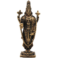 Brass Venkateshwara Balaji Idol,Tirupati Srinivasa Govinda Statue, Handcrafted Venkatachalapathy Perumal Murti,Temple Decor & Pooja Gift, Gold, 3 Inch, 1 Piece