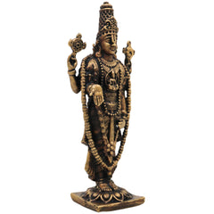 Brass Venkateshwara Balaji Idol,Tirupati Srinivasa Govinda Statue, Handcrafted Venkatachalapathy Perumal Murti,Temple Decor & Pooja Gift, Gold, 3 Inch, 1 Piece