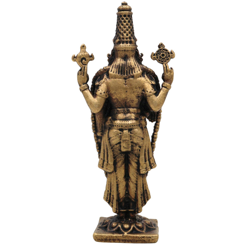 Brass Venkateshwara Balaji Idol,Tirupati Srinivasa Govinda Statue, Handcrafted Venkatachalapathy Perumal Murti,Temple Decor & Pooja Gift, Gold, 3 Inch, 1 Piece