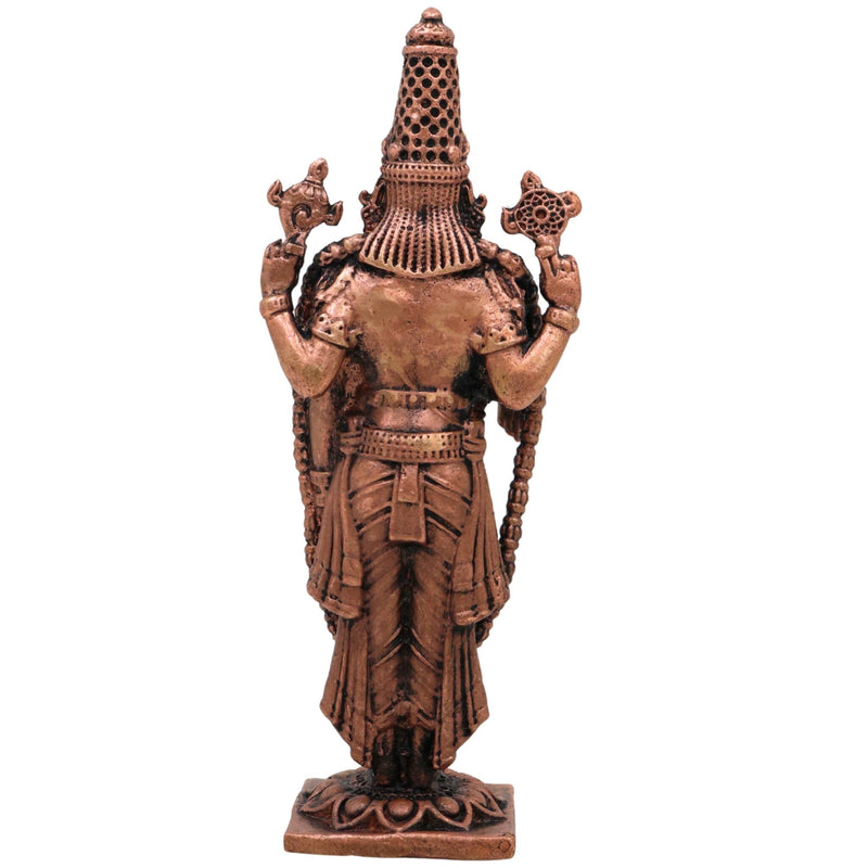 Copper Venkateshwara Balaji Idol, Handmade Tamra Tirupati Govinda Murti, Srinivasa Perumal Statue, Thirumal Venkatachalapathy Pooja Idol for Home Decor & Gifts, Brown, 2.5 Inch, 1 Piece