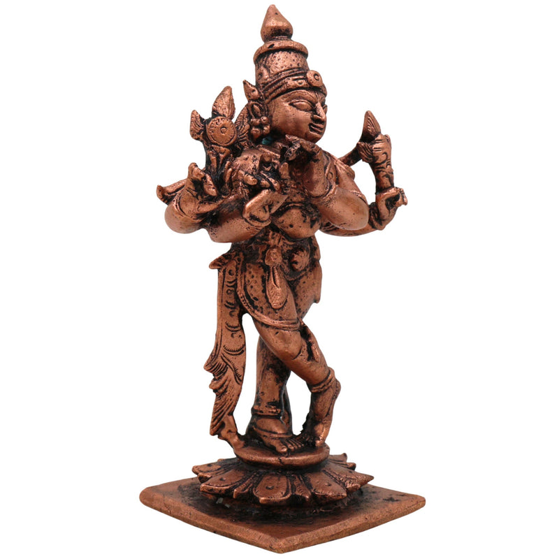 Copper Krishna Idol, Handcrafted Tamra Gopala Murti,Thamira Govinda Statue, Balakrishna Moorti for Puja, Home Decor & Spiritual Gift, Brown, 4 Inch, 1 Piece